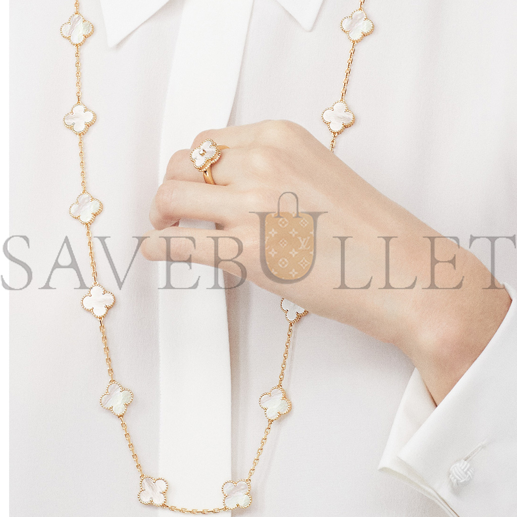 VAN CLEEF ARPELS VINTAGE ALHAMBRA LONG NECKLACE, 20 MOTIFS - YELLOW GOLD, MOTHER-OF-PEARL  VCARA42100